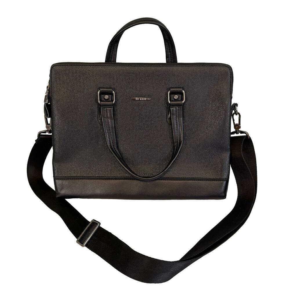 HN Mase Sling Handbag Women Leather Sling Double Handle Slim Crossbody Black